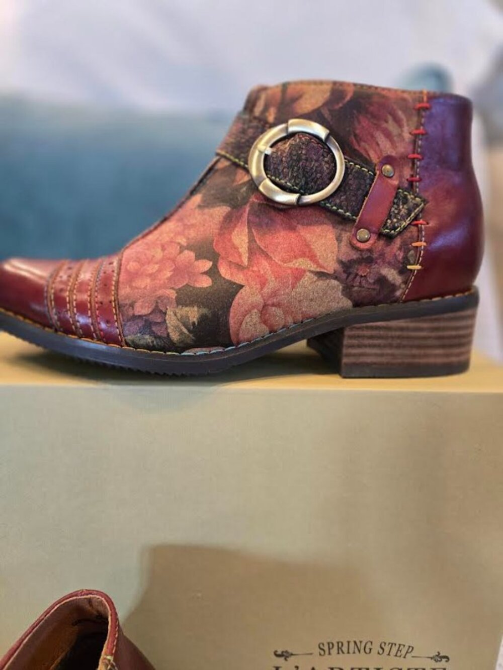 L'Artiste Georgiana Bootie Rose Red/Multi Size 37 (US 6.5/7) - Picture 2 of 3